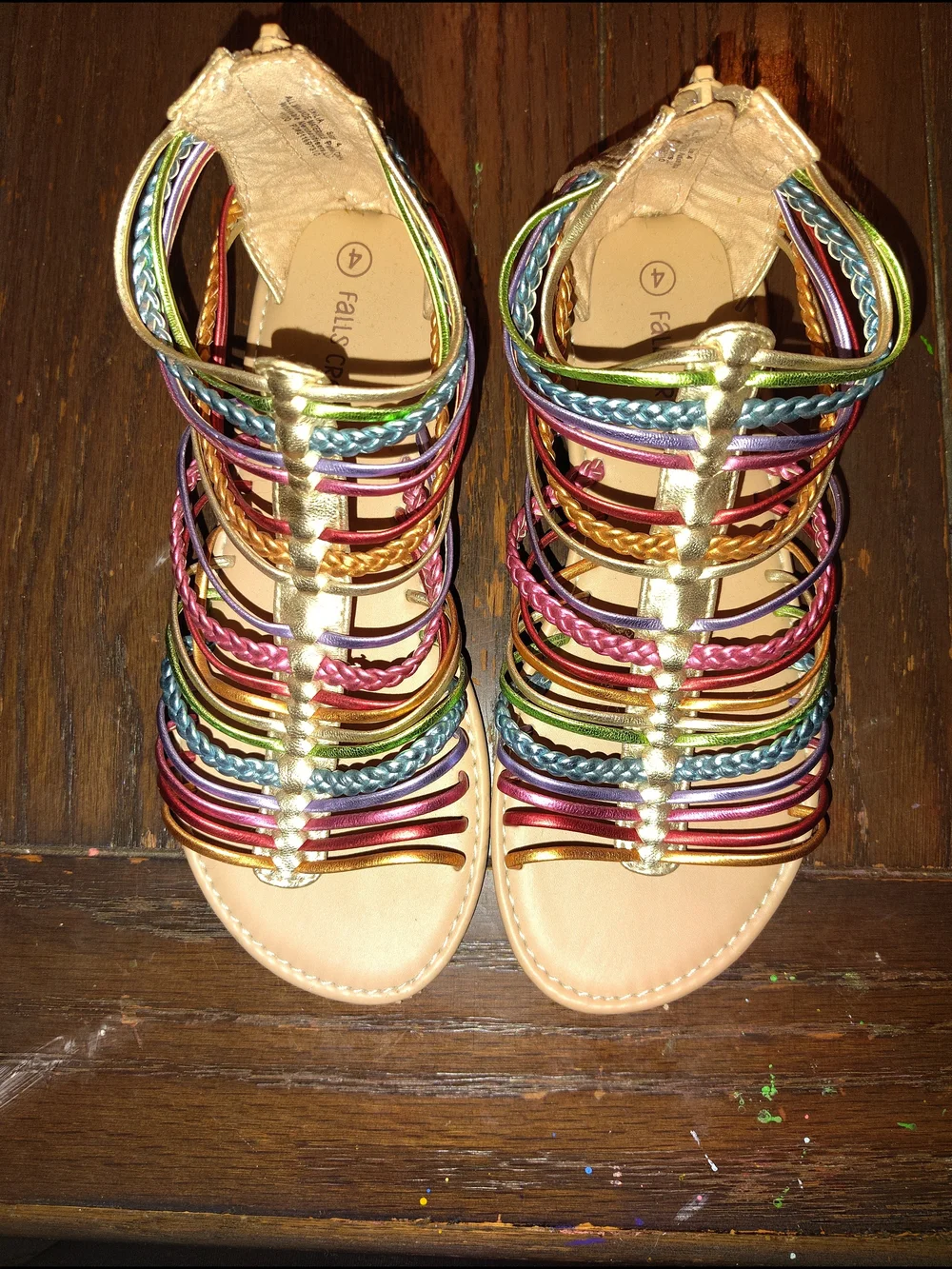 Kids Multicolor Metalic Sz. 4 Strappy Gladiator Sandals NWOT